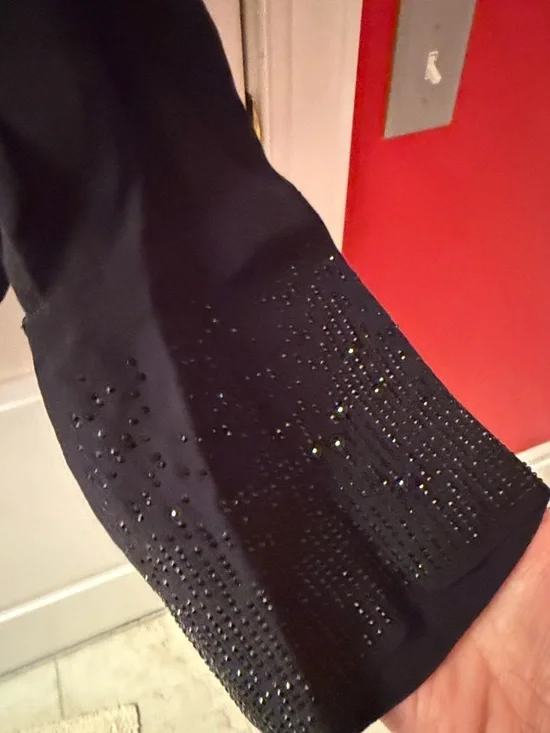 Zadig & Voltaire Black Pintuck Tie-Neck Blouse with Sparkle Cuffs - Picture 4 of 6